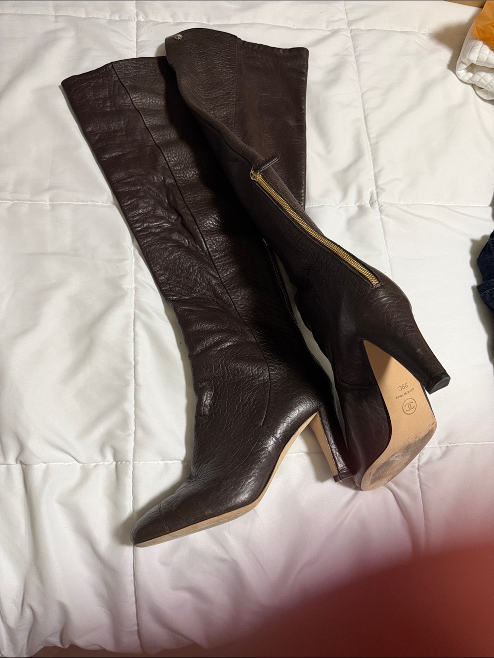 CHANEL Dark Brown Heeled Boots - Picture 7 of 8